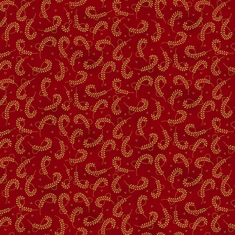 Scrap Basket Favorites Quilt Fabric by Kim Diehl - Looped Leaves in Cranberry Red - 1528-88