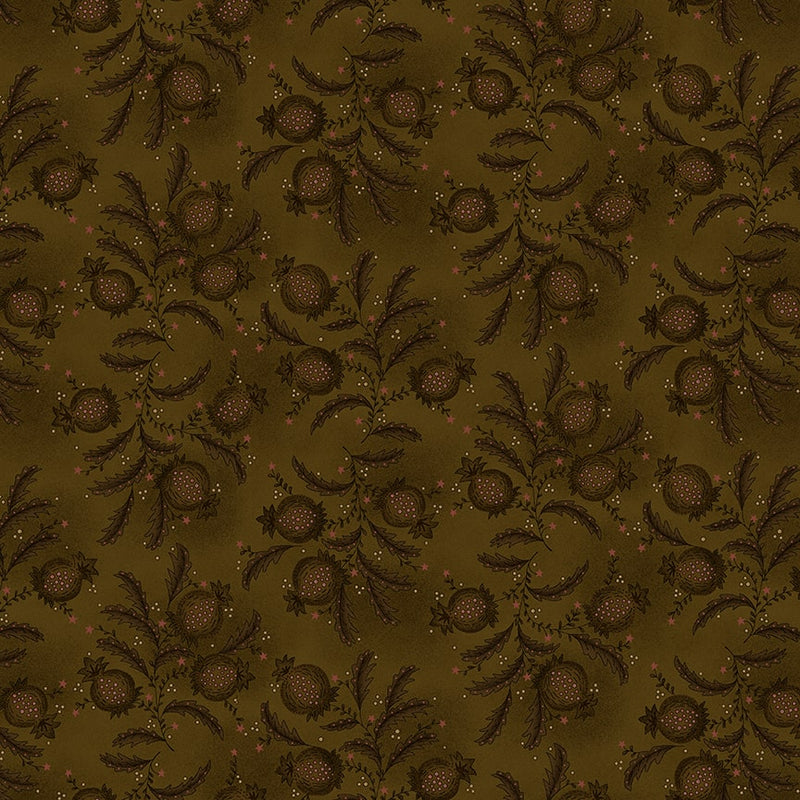 Scrap Basket Favorites Quilt Fabric by Kim Diehl - Pomegranate Patch in Brown - 1517-33