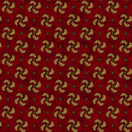 Scrap Basket Favorites Quilt Fabric by Kim Diehl - Swirled Feathers in Cranberry Red - 1510-88