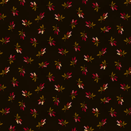 Scrap Basket Favorites Quilt Fabric by Kim Diehl - Timeless Tulips in Brown - 1527-33