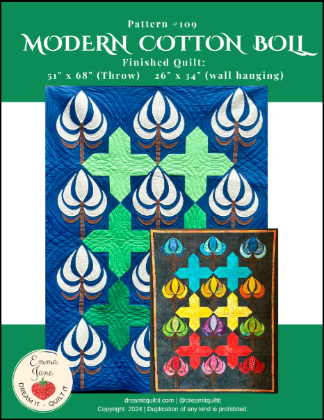 Modern Cotton Boll Quilt Pattern - now in two sizes! by Emma Jane Powel - MCB - EJP2