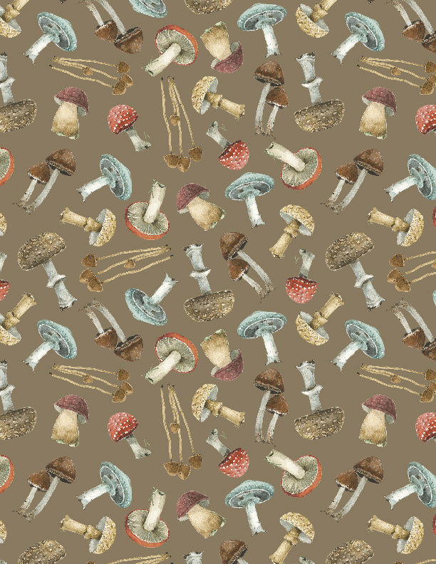 Season's Study Quilt Fabric - Mushrooms All Over in Brown - 3041 17837 223