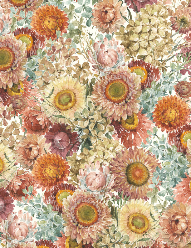 Season's Study Quilt Fabric - Packed Floral in Multi - 3041 17834 345