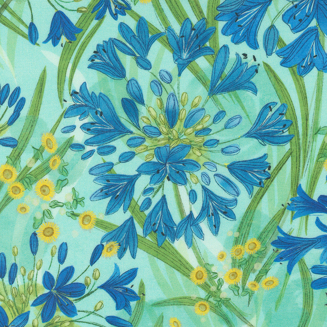 Serena Shores Quilt Fabric - Agapanthus in Aqua - 48770 19