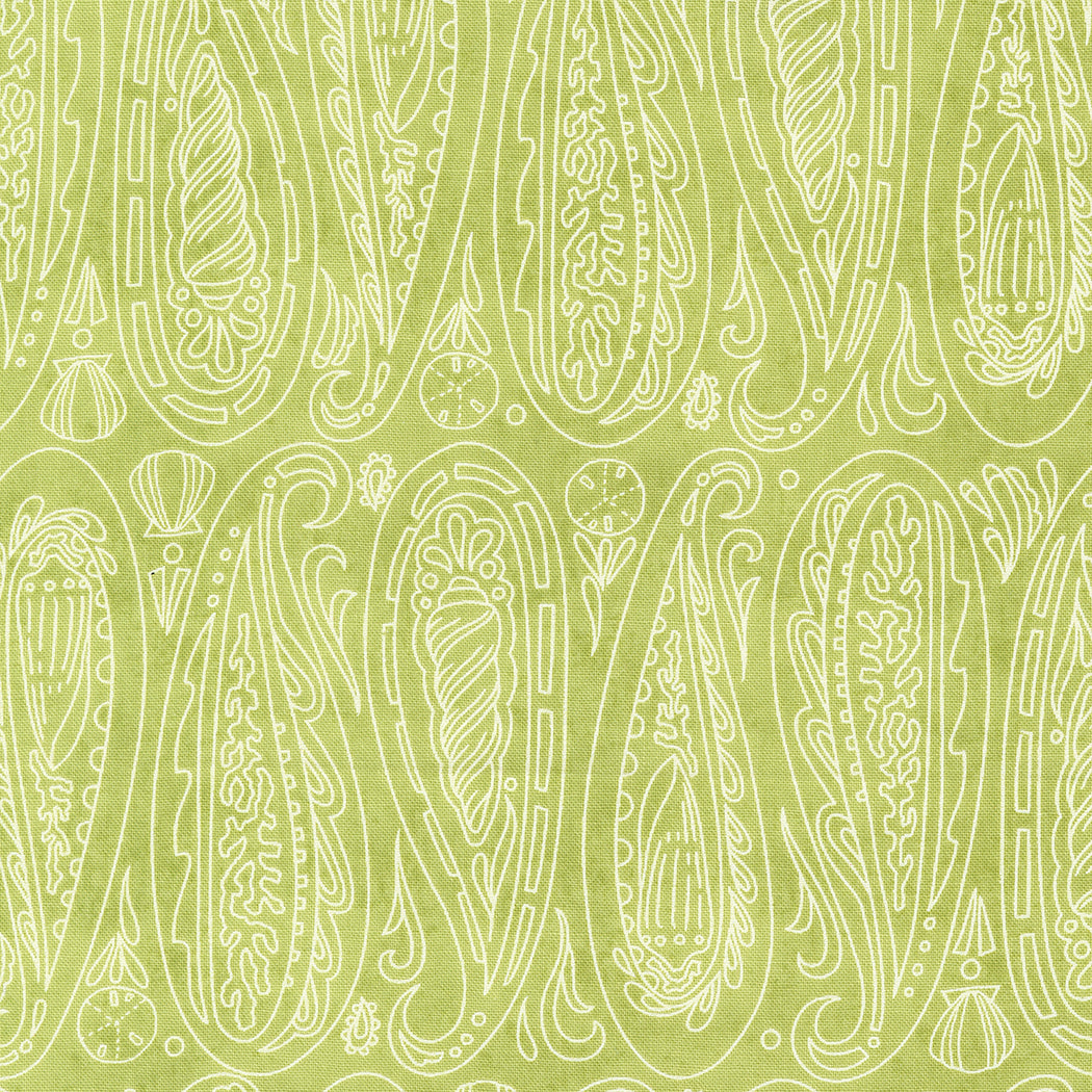 Serena Shores Quilt Fabric - Paisley Shells in Kelp Green - 48772 24