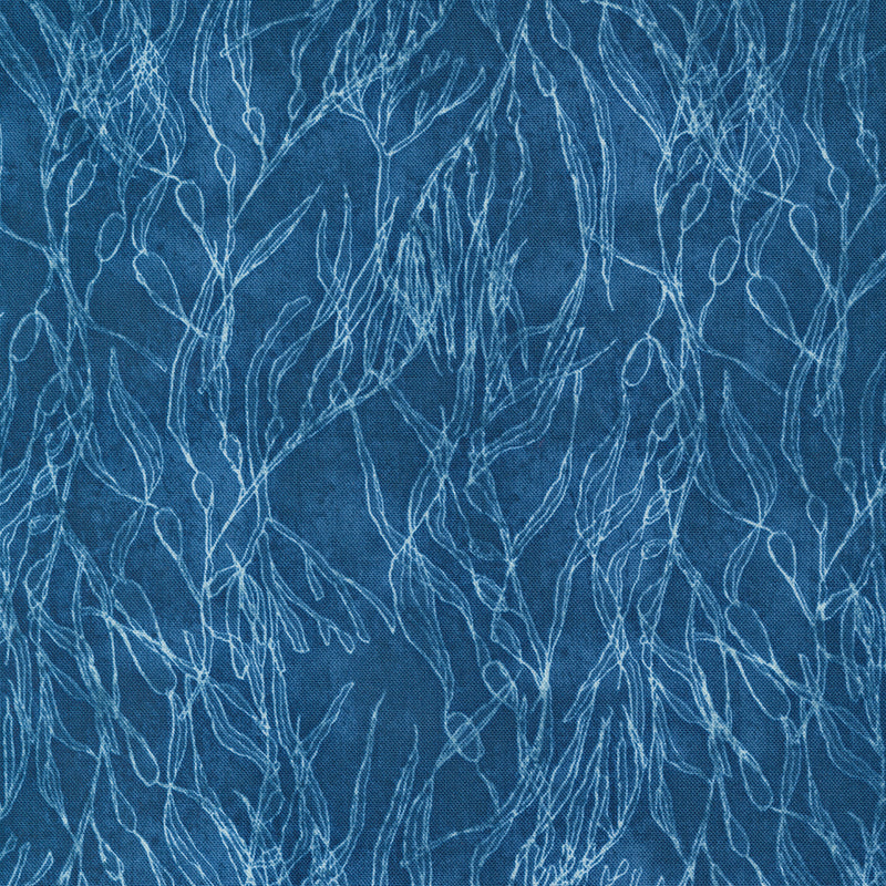 Serena Shores Quilt Fabric - Seaweeds in Coastal Blue - 48773 14