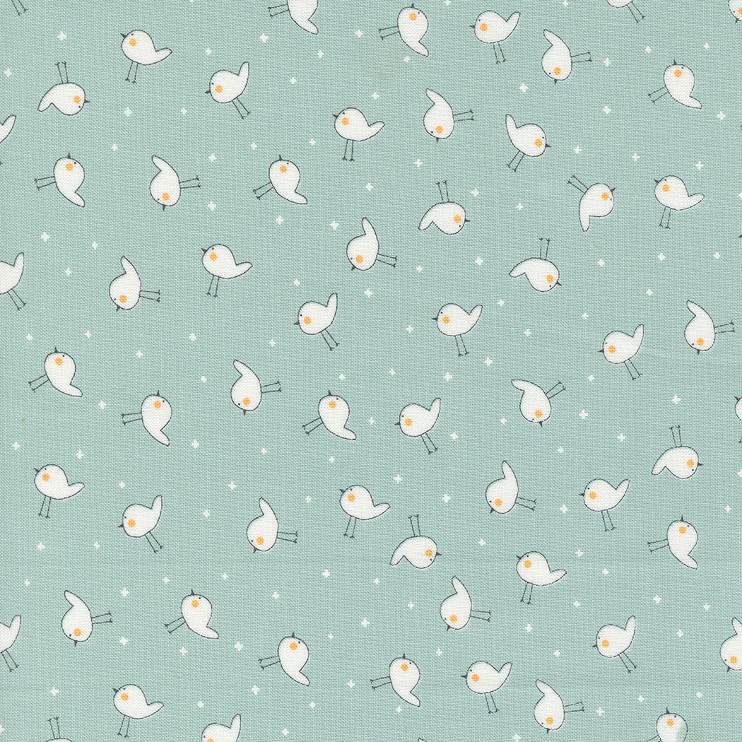 Shine Quilt Fabric - Little Birdie in Sky Aqua - 55674 22