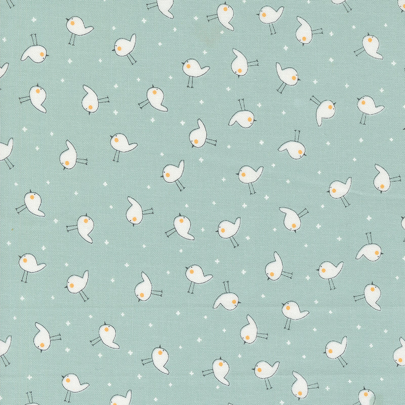 Shine Quilt Fabric - Little Birdie in Sky Aqua - 55674 22