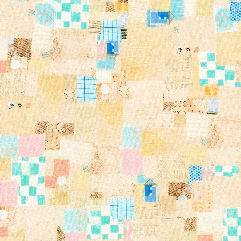 Shoreline Quilt Fabric - Collage in Shell Cream - RPTD-22894-376 SHELL