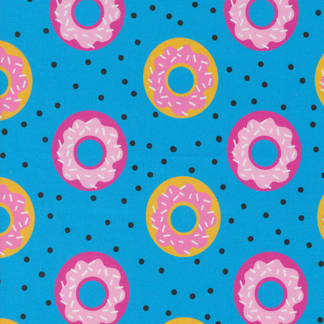 Snack Shack Quilt Fabric - Donut Worry Be Happy in Blueberry - 11944 21