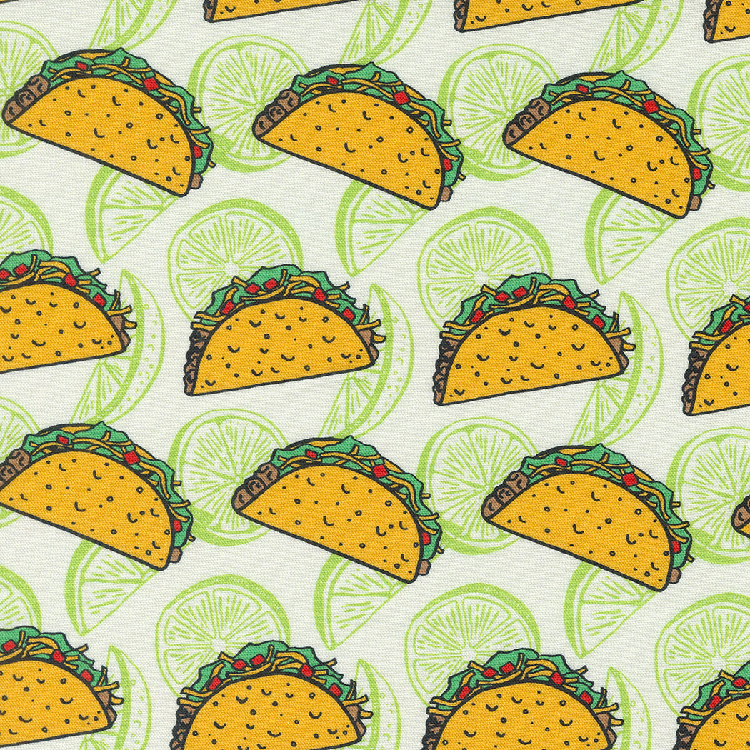 Snack Shack Quilt Fabric - Feed Me Tacos and Tell Me I'm Pretty in Cream - 11945 11