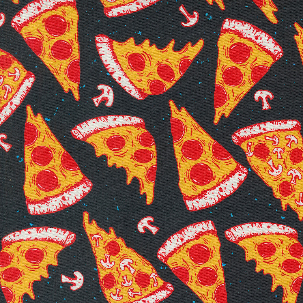 Snack Shack Quilt Fabric - Mystic Pizza in Midnight Snack Black - 11943 22