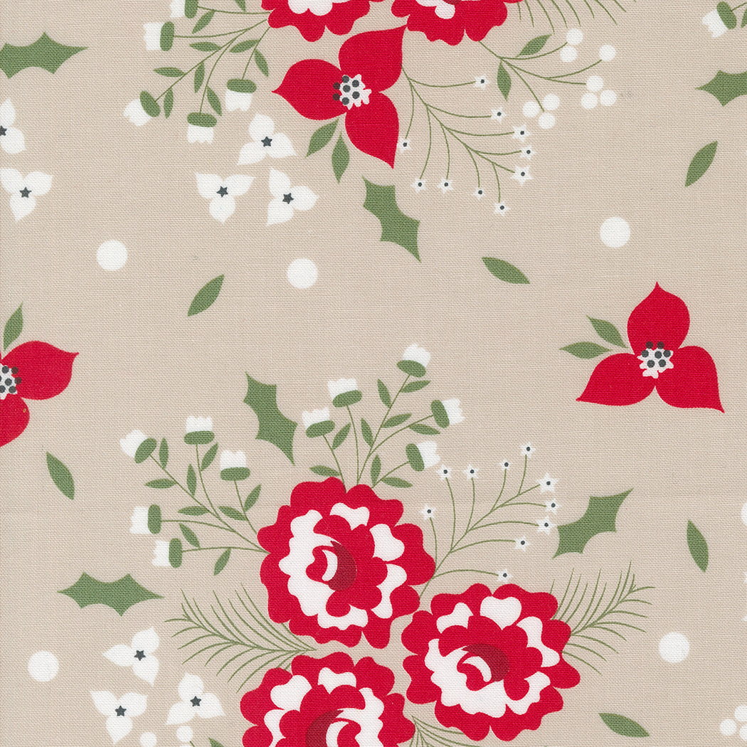 Starberry Quilt Fabric - Holiday Rose in Stone Tan - 29180 16