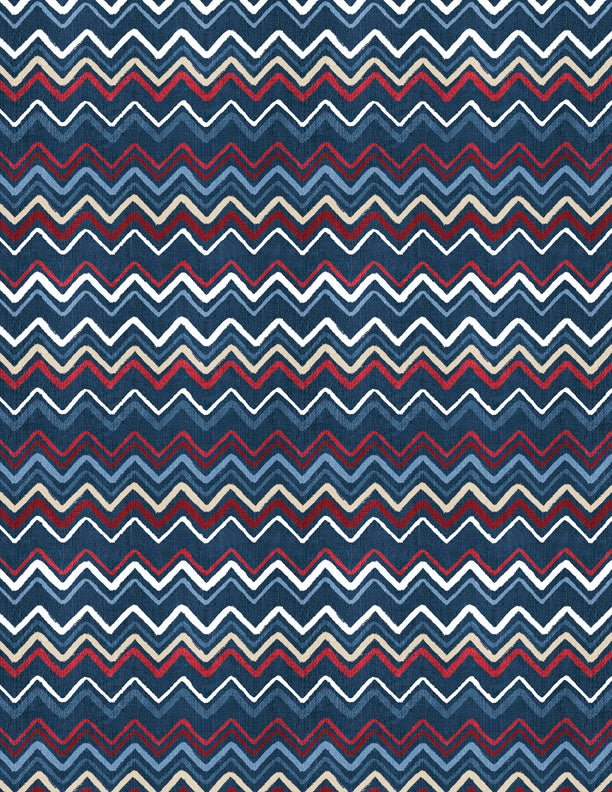 Stars of Valor Quilt Fabric - Chevrons All Over in Navy Blue - 3028 30087 431