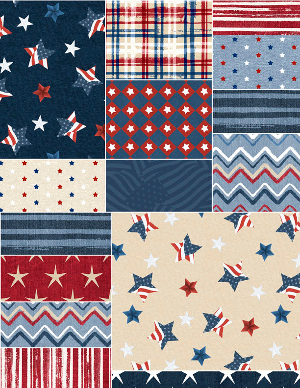 Stars of Valor Quilt Fabric - Patchwork in Multi - 3028 30083 431