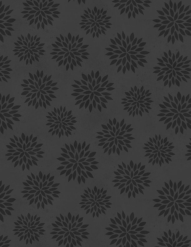 Sunflower Splendor Quilt Fabric - Tonal Flowers in Black - 3023-83333-999