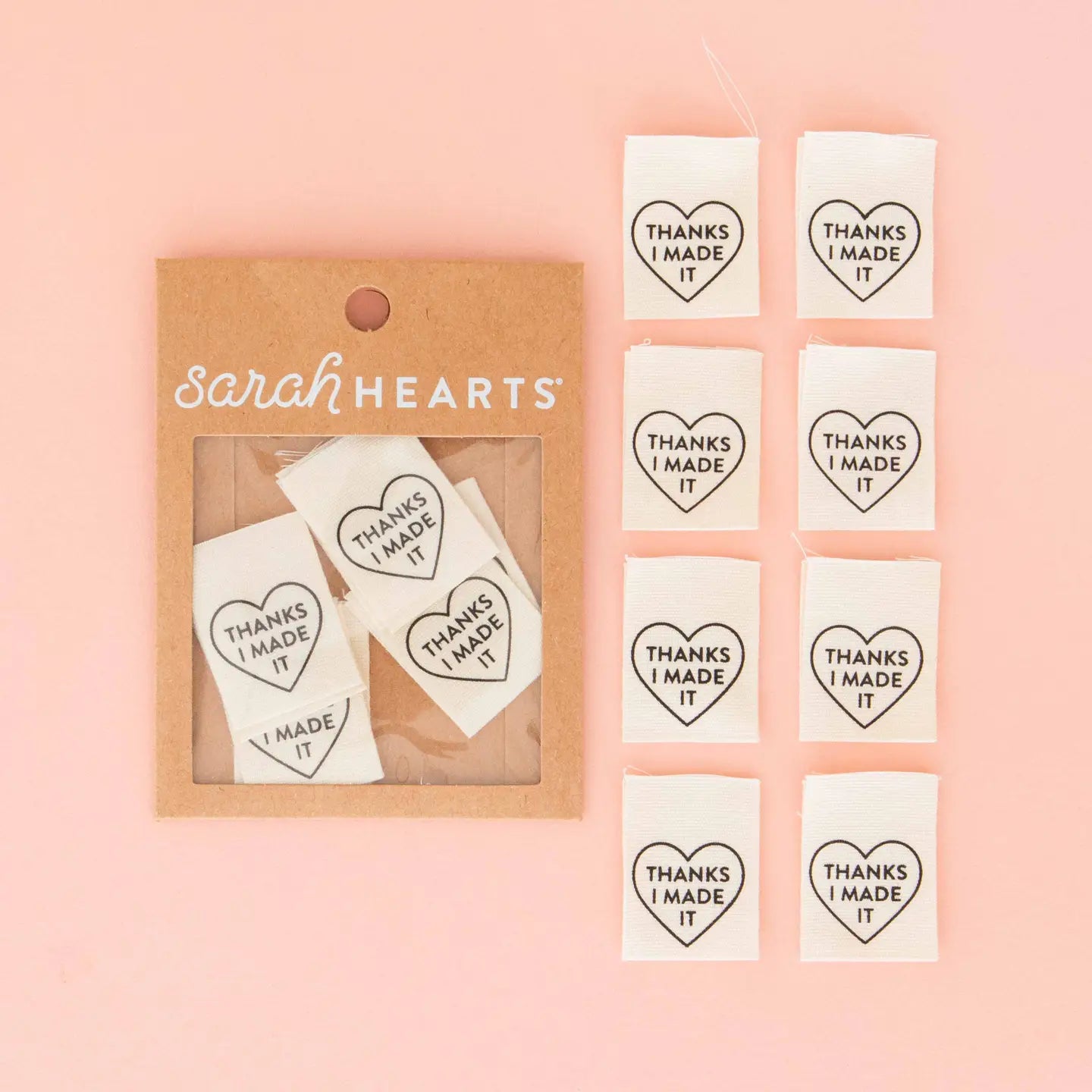 Thanks I Made It Heart Woven Labels from Sarah Hearts - LC213