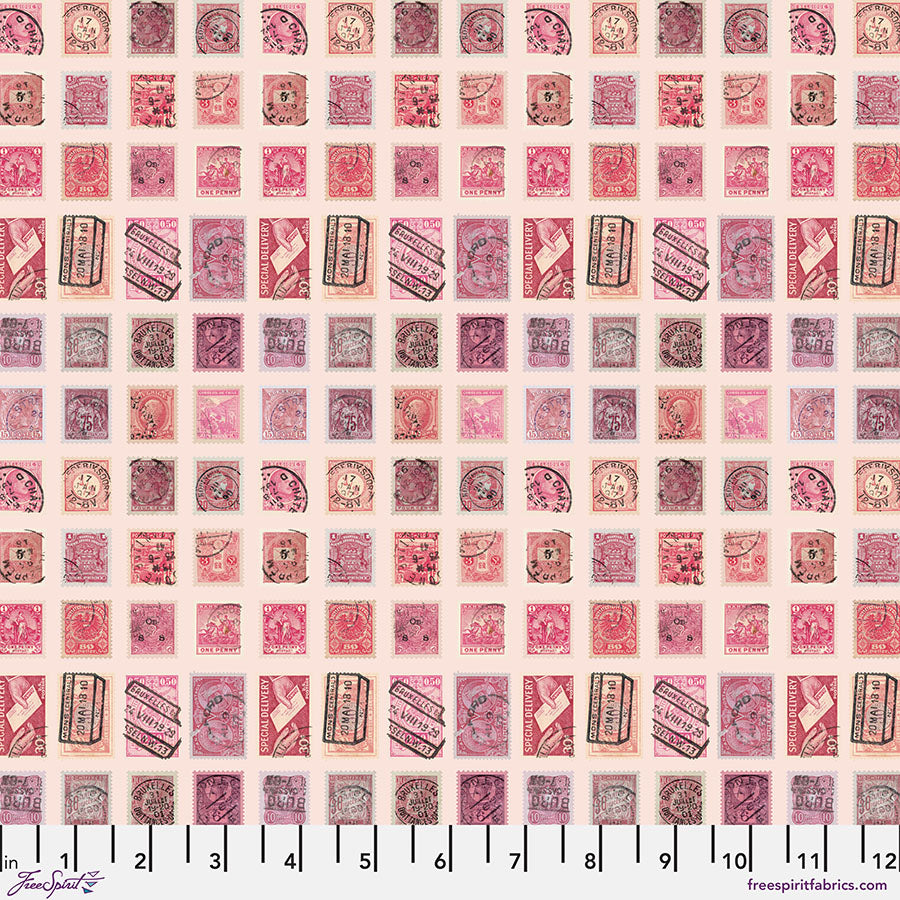 Tim Holtz Eclectic Elements Palette Quilt Fabric - Pink Stamps - PWTH211.PINK