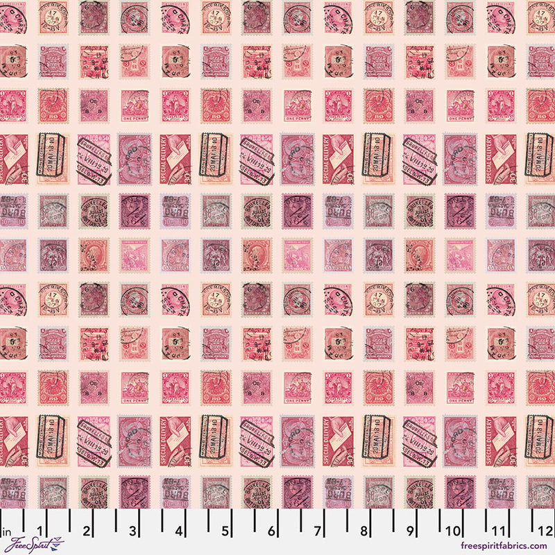 Tim Holtz Eclectic Elements Palette Quilt Fabric - Pink Stamps - PWTH211.PINK