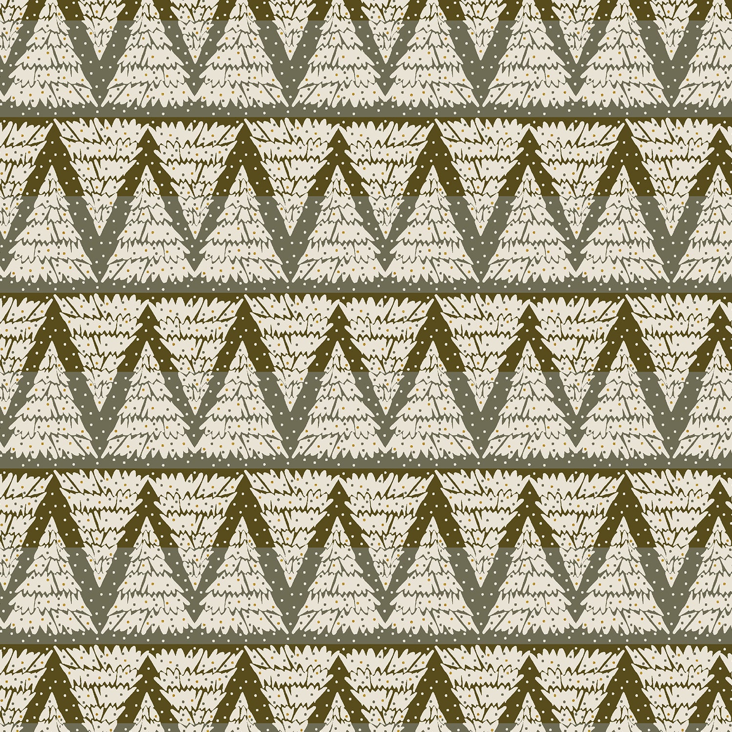 Tinsel on the Trail Quilt Fabric by Cotton+Steel - Tree Hunt in Blizzard (Dark Green) - AC603-BL3M