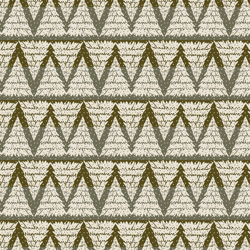 Tinsel on the Trail Quilt Fabric by Cotton+Steel - Tree Hunt in Blizzard (Dark Green) - AC603-BL3M