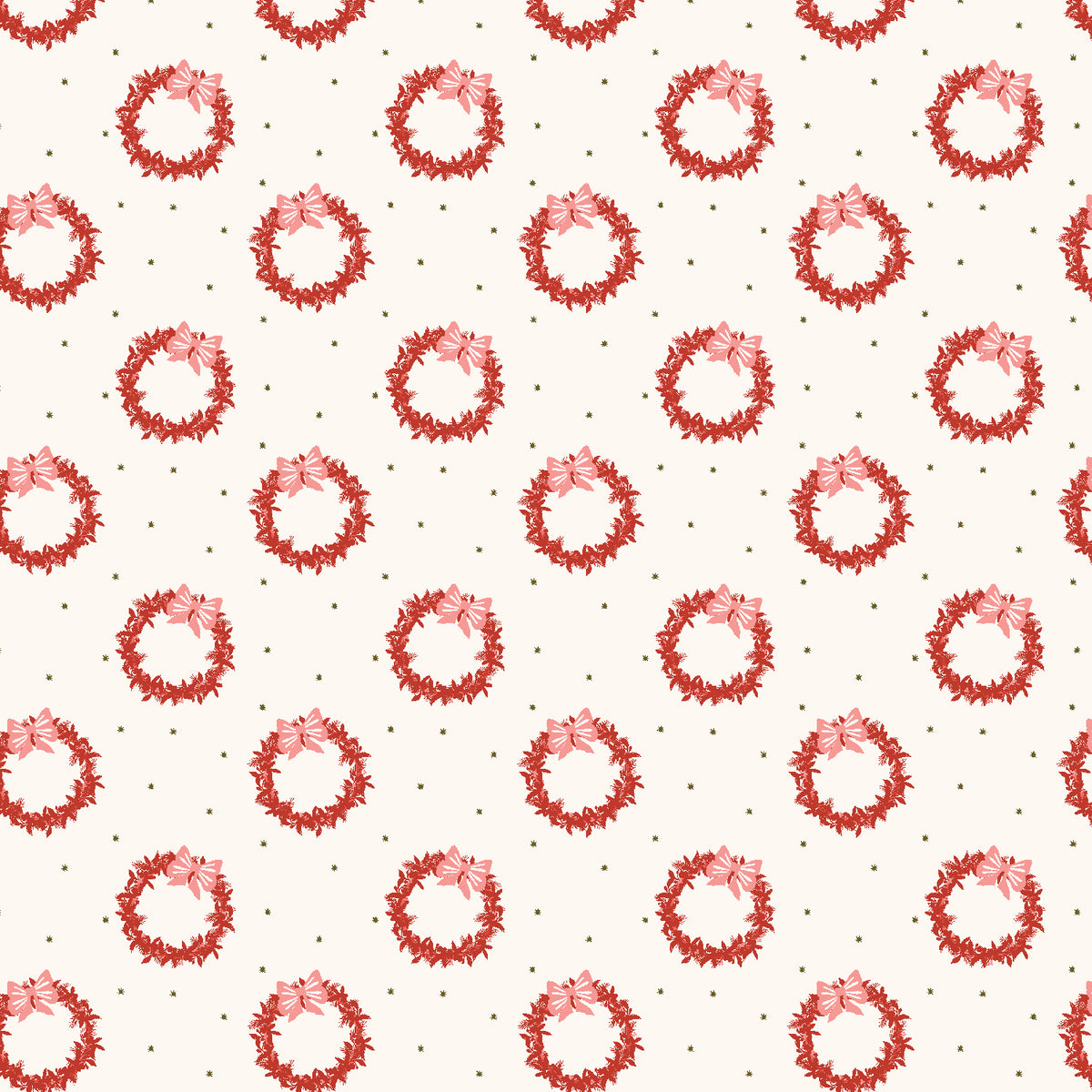 Tinsel on the Trail Quilt Fabric by Cotton+Steel - Wreath in Candy Cane (Cream/Red) - AC601-CC2