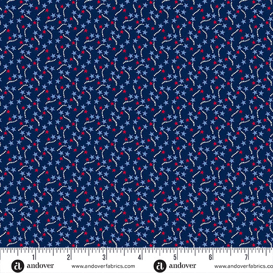 Tradition Quilt Fabric - Calico Stars in Blue - A-1326-B