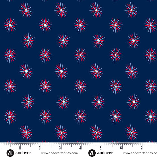 Tradition Quilt Fabric - Star Burst in Blue - A-1327-R