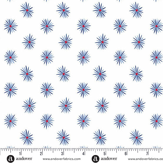 Tradition Quilt Fabric - Star Burst in White/Light Blue - A-1327-LB