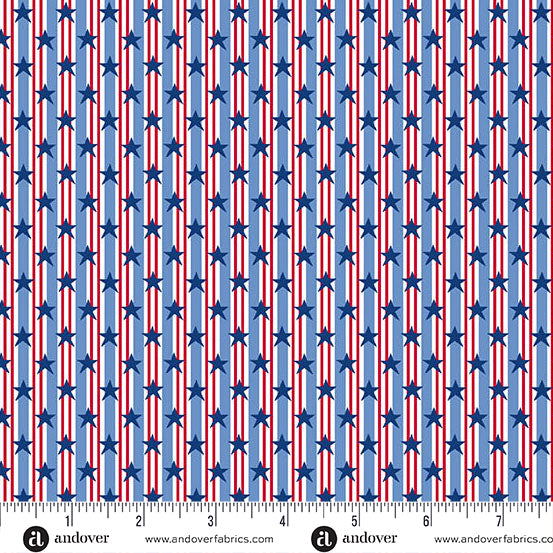 Tradition Quilt Fabric - Stars and Stripes in Blue - A-1324-B