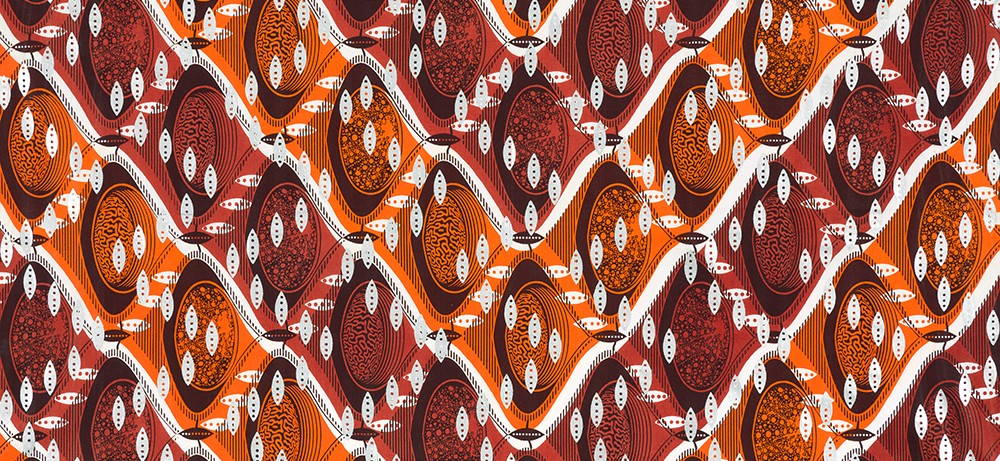 Uniwax Prints from Ivory Coast Quilt Fabric - Candy Cane Burgundy/Orange - UW-24732B2A-5 CANDY CANE