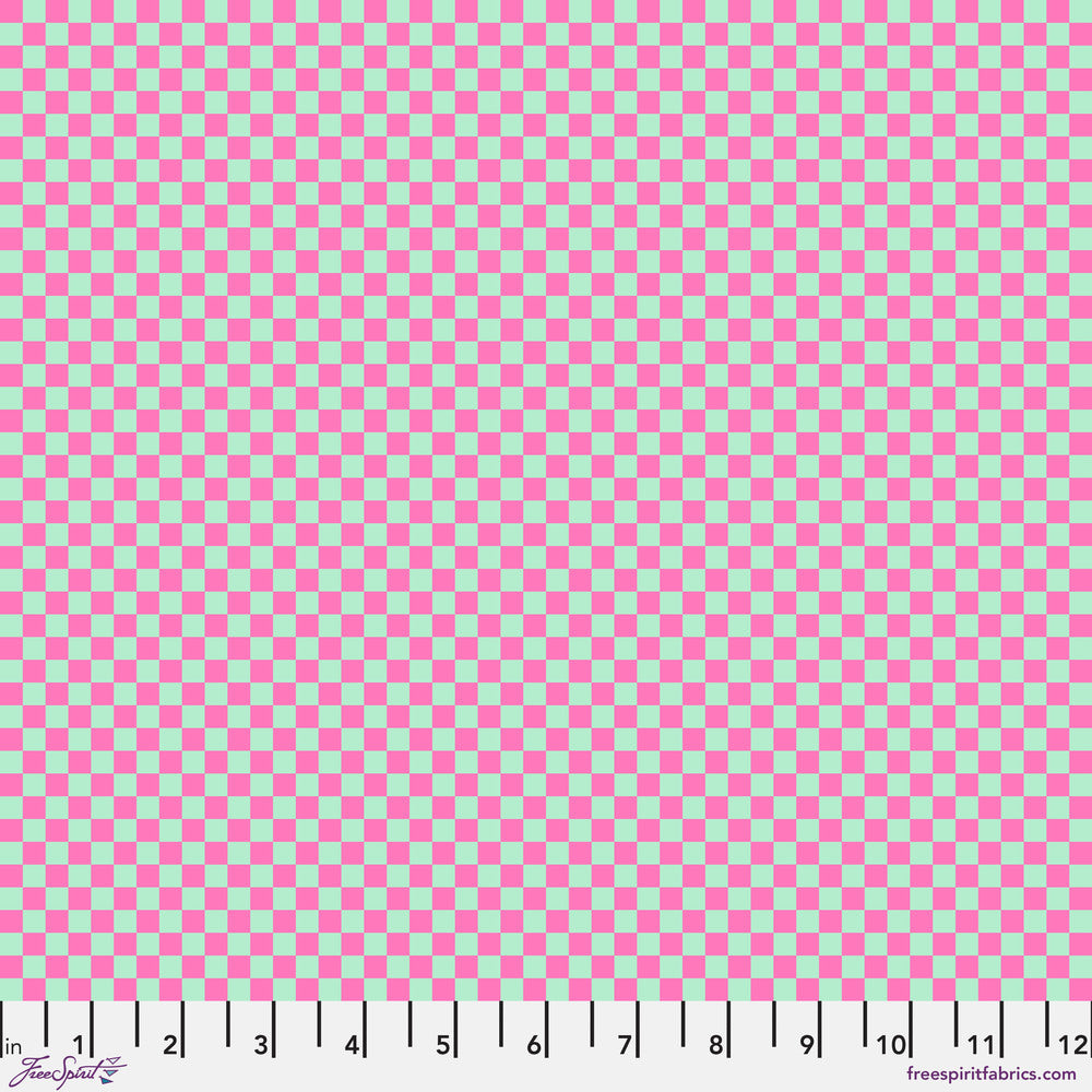 Untamed Quilt Fabric by Tula Pink - Check Please in Cosmic Pink/Green - PWTP242.COSMIC