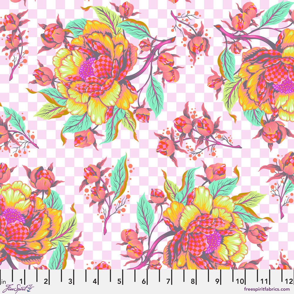 Untamed Quilt Fabric by Tula Pink - Peony for Your Thoughts in Lunar Pink/Multi  - PWTP235.LUNAR