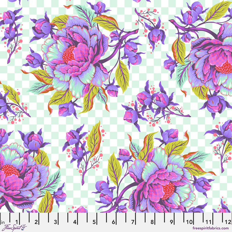 Untamed Quilt Fabric by Tula Pink - Peony for Your Thoughts in Nova Green/Multi  - PWTP235.NOVA