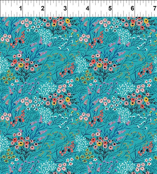 Whimsy Quilt Fabric - Bloom in Teal - 15WMS-1