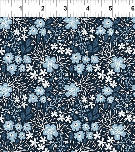 Whimsy Quilt Fabric - Blossoms in Blue - 10WMS-1