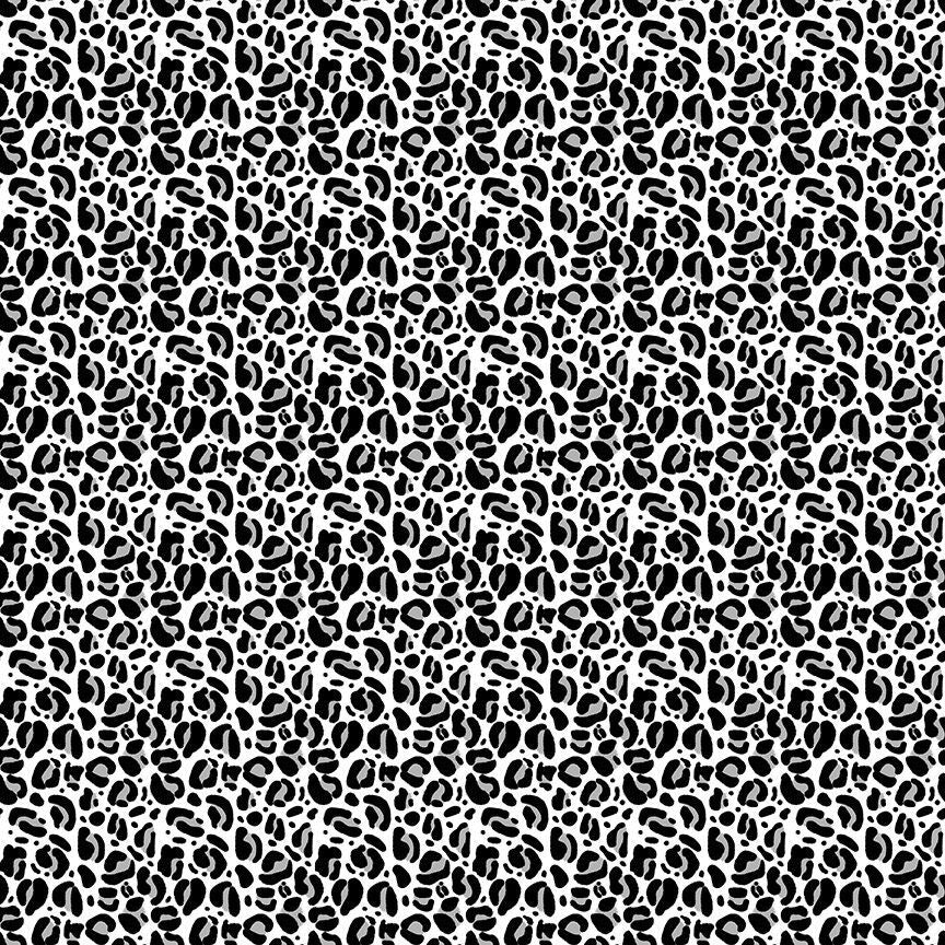 Wild Quilt Fabric - Leopard Print in Cloudy White with Black Spots - STELLA-DPJ3031 CLOUDY