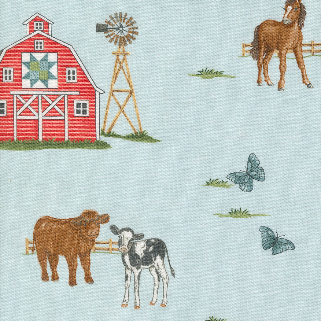 Willow's Farm Quilt Fabric - Allover Landscape in Sky Blue - 56100 16