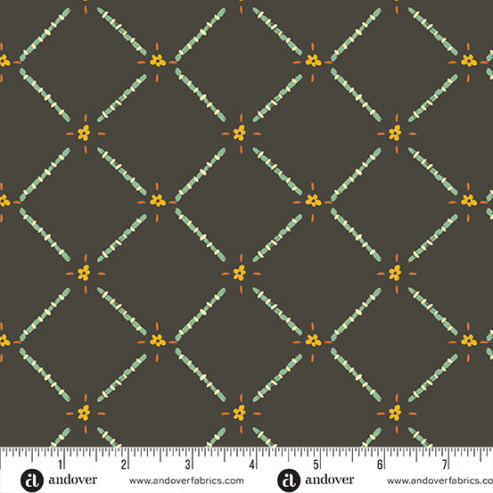 Winged Garden Quilt Fabric - Essence of Spring in Midnight Black - A-1072-K