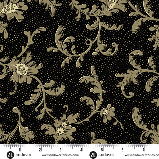 Witchy Couture Quilt Fabric - Enchanted (Vines) in Midnight Black - A-1115-K