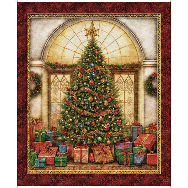 Wonderful Christmastime Quilt Fabric - Christmas Tree Panel in Multi  - 2600 30333 X - SOLD AS A 36" PANEL