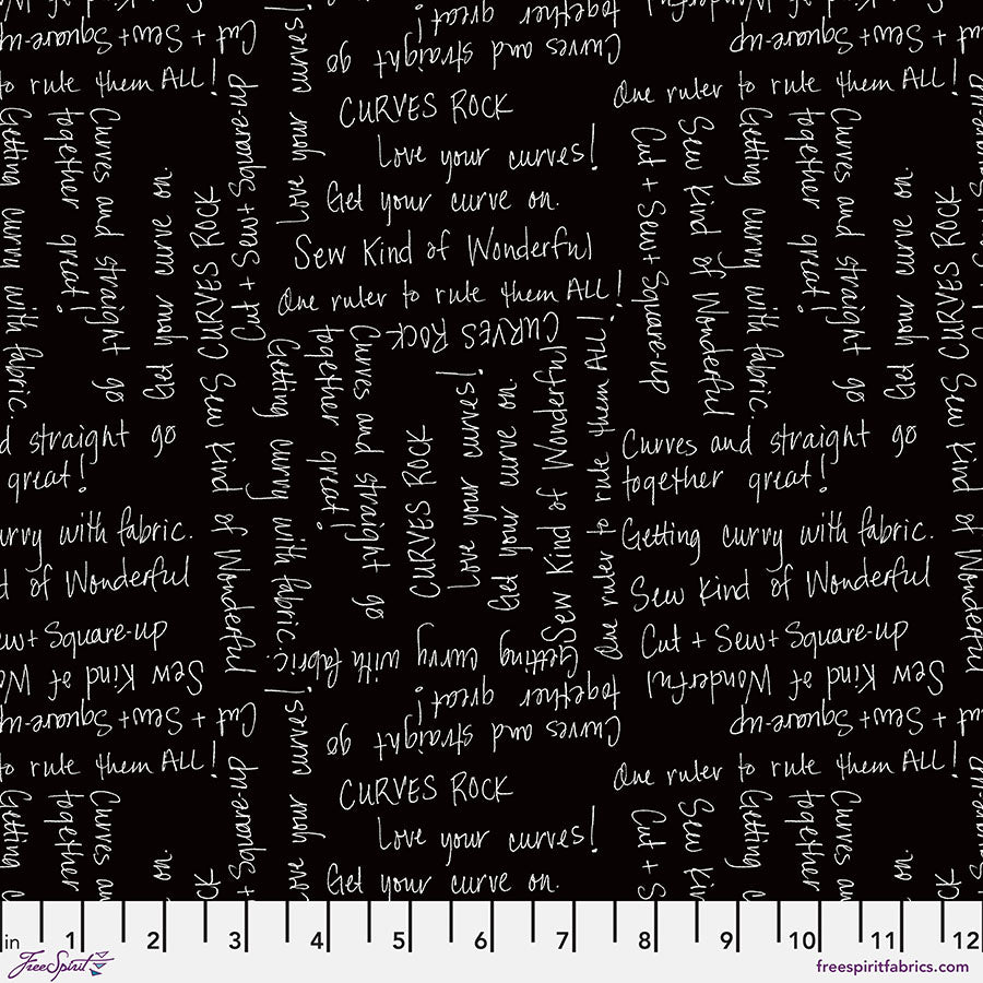 Writing on the Wall Quilt Fabric - Curves in Black - PWSK999.BLACK