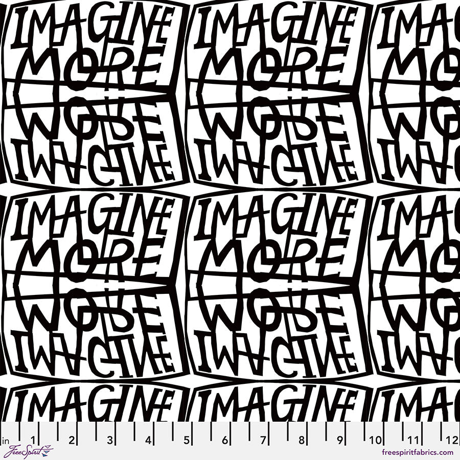 Writing on the Wall Quilt Fabric - Imagine in White - PWES999.WHITE