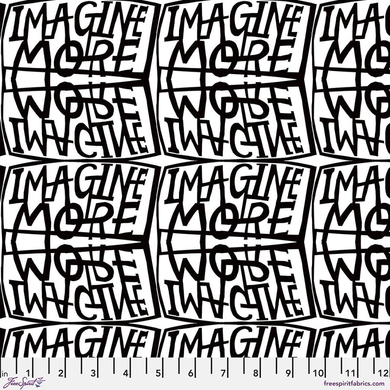 Writing on the Wall Quilt Fabric - Imagine in White - PWES999.WHITE