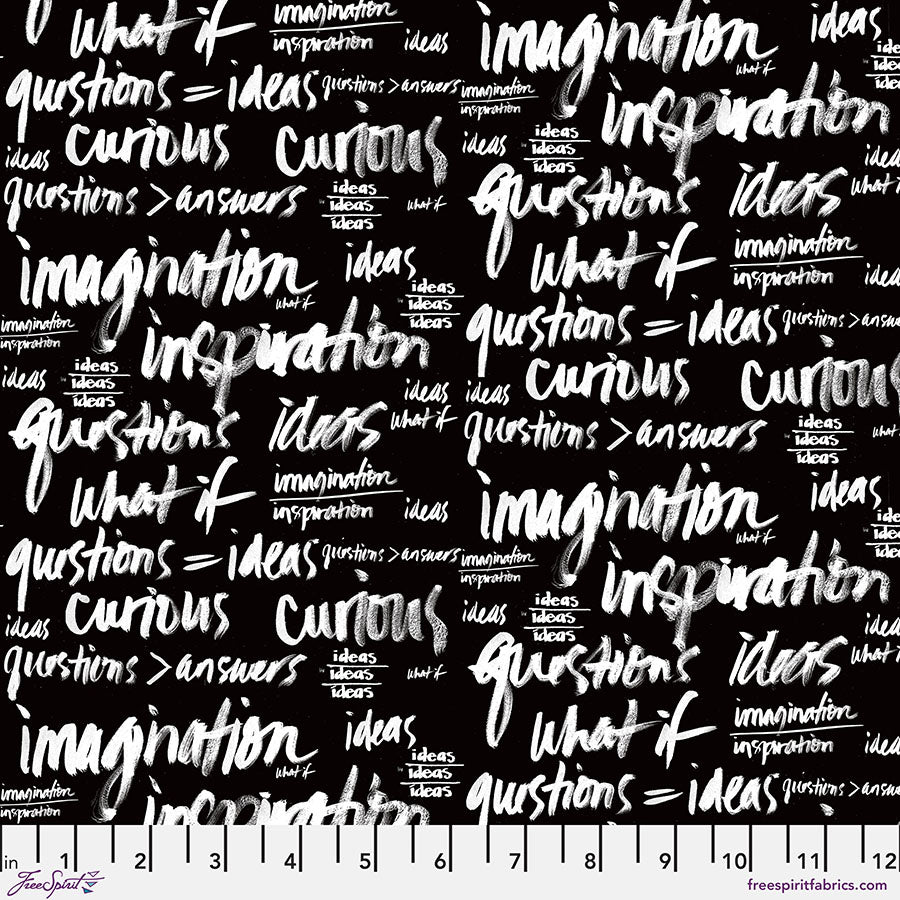 Writing on the Wall Quilt Fabric - What If in Black - PWEB999.BLACK