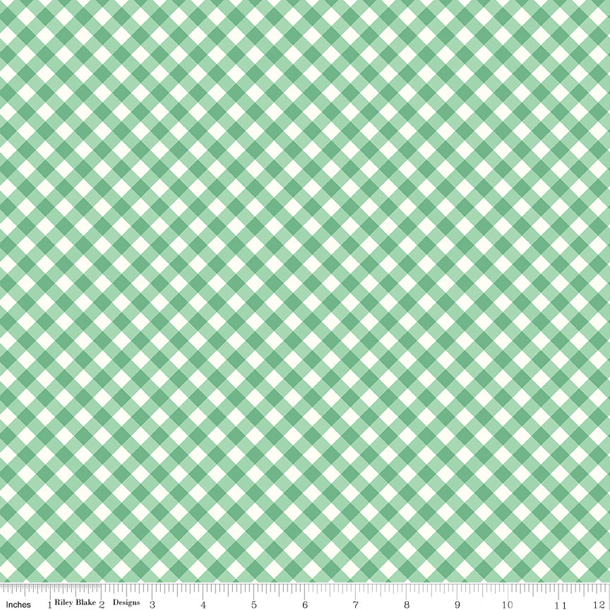 White Linen Christmas Quilt Fabric - Gingham Check in Seafoam Green - –  Cary Quilting Company