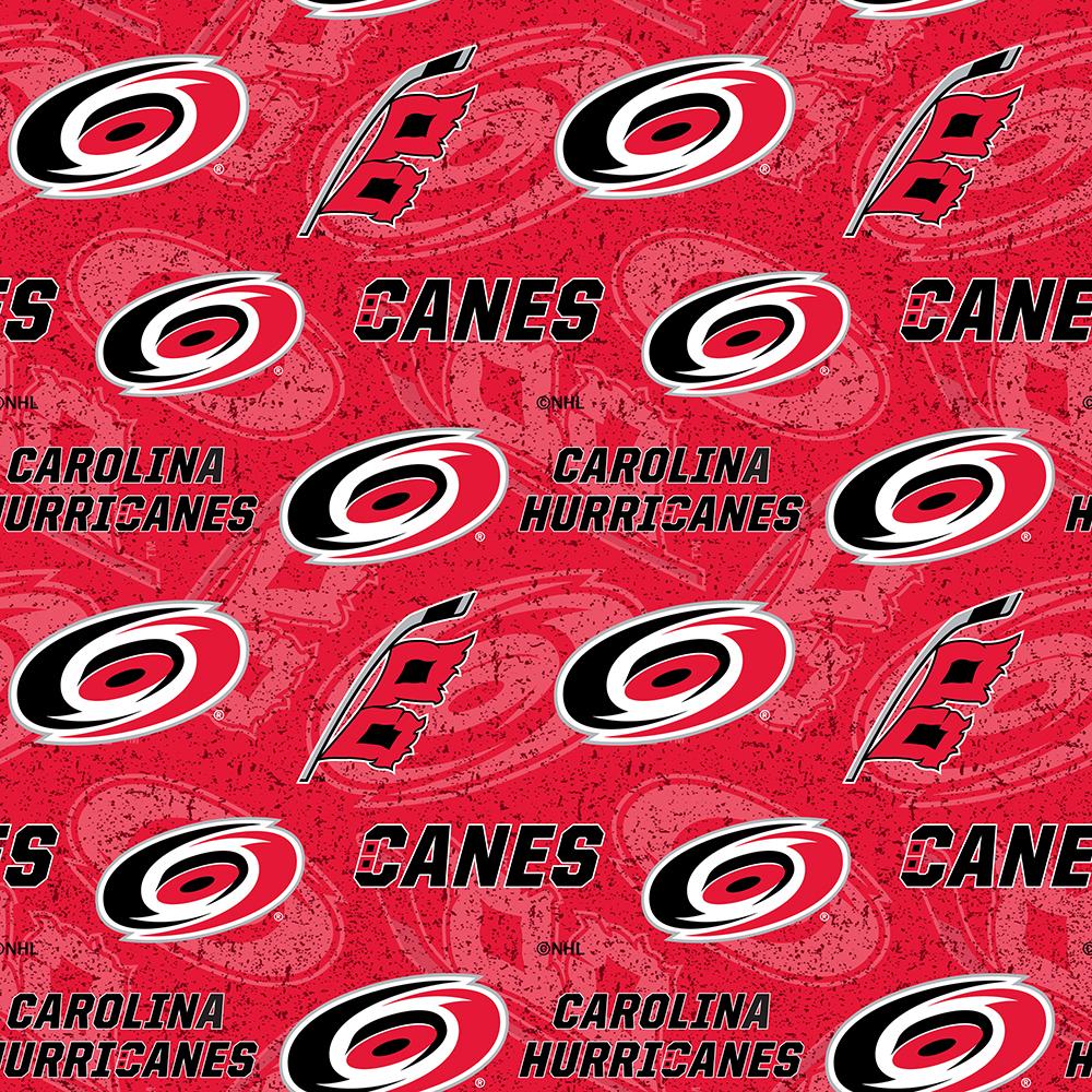 Carolina Hurricanes Quilt Fabric - Logos on Red - HUR 1199