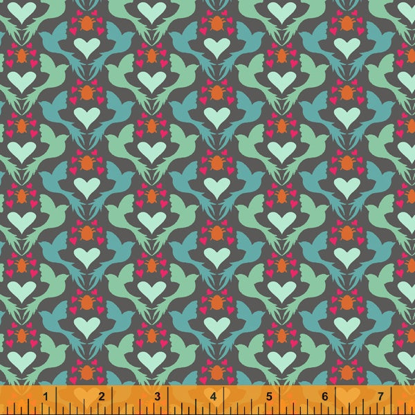 Eden Quilt Fabric - Dove Love in Grey/Gray - 52808-7