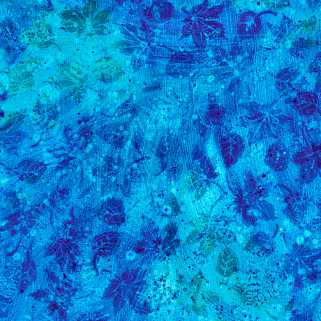 Flourish Quilt Fabric - Stucco Leaf Blender in Bright Blue - 1649 29336 Y