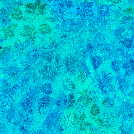 Flourish Quilt Fabric - Stucco Leaf Blender in Turquoise - 1649 29336 Q